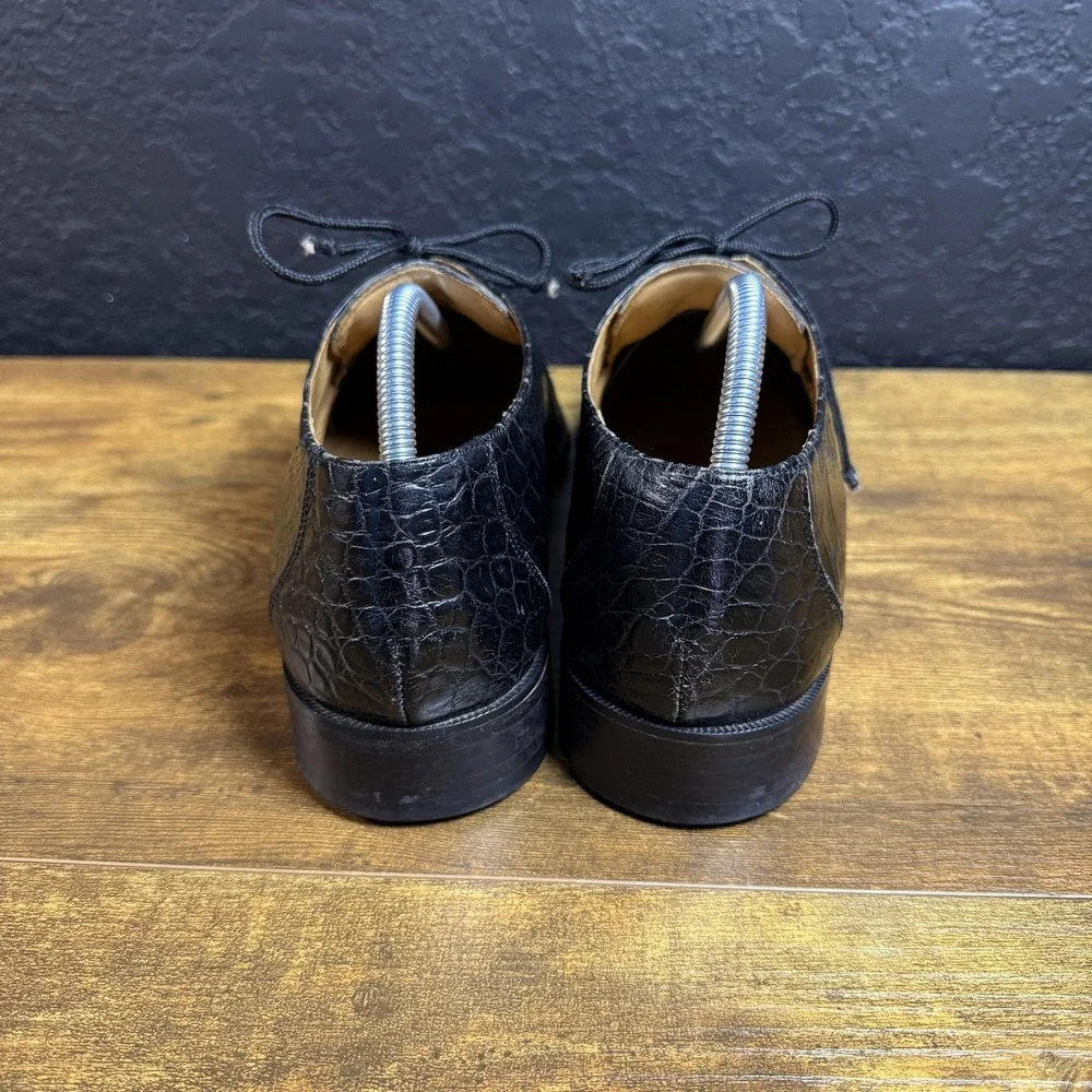 Florsheim Barletta 20613 Black Crocodile‎ Embossed Leather Oxfords Mens Size 9 D